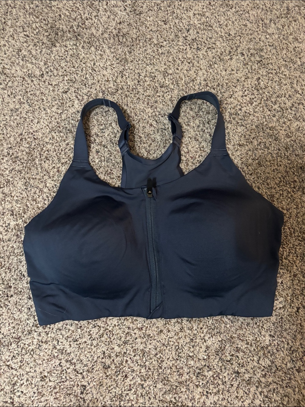 CALIA by Carrie Underwood Front-Zip Racerback Sports Bra - Dark Navy